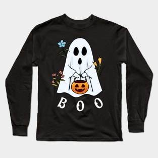 Boo Flowers Ghost Long Sleeve T-Shirt